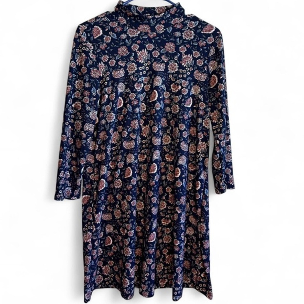 As u wish Navy Floral Long Sleeve Dress